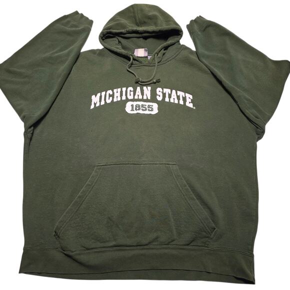 VTG Michigan State Spartans MSU Men's J. America Hoodie Green Sweatshirt 2XL - Picture 1 of 7